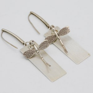 STERLING DRAGONFLIES - Handmade Dragonflies - Sterling Silver Statement Earrings