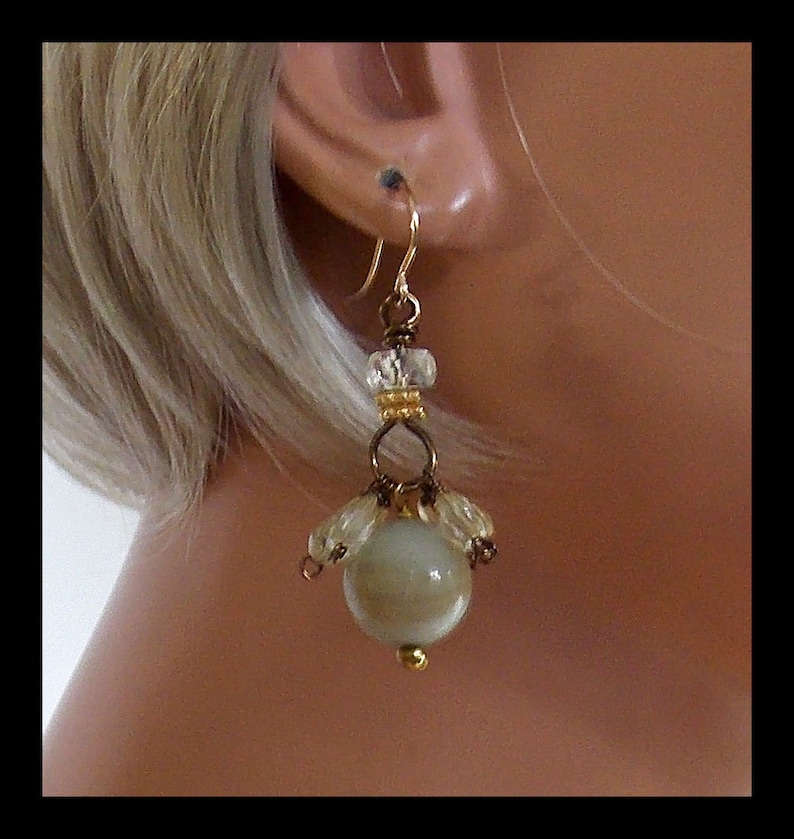 Faceted Citrine and Amazonite 1 of a Kind Elegant Earrings DANCER