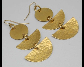 VIXEN - Handforged Hammered Bronze 3 Section Statement Earrings