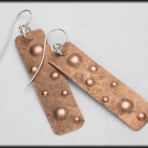 BUBBLES - Handforged Patinated  Dimpled Copper & Sterling Earrings