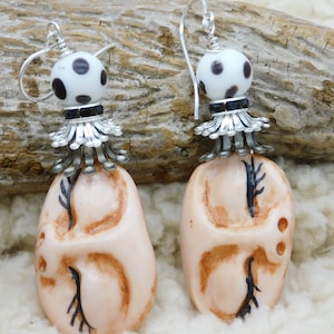 SWEET DREAMS - Artisan Clay Charms - Fancy Beadcaps - Handmade Java Glass Beads - 1 of a Kind Unique Earrings