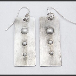 LENA - Handforged Antiqued and Dimpled Pewter and Sterling Silver Long Earrings