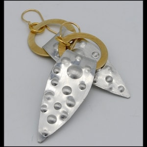 GISELLE - Handfoged Dimpled Pewter and Bronze Statement Earrings