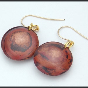 SHANA - Hanforged Flamed Double Domed Copper and 14KT GF Earrings