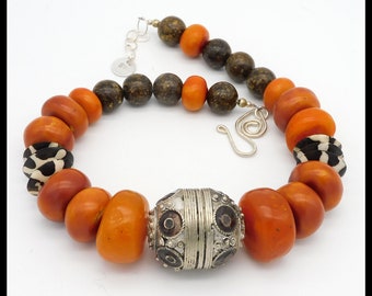 VINTAGE BERBER - Vintage Berber Focal - Handmade Moroccan Beads - African Beads- 1 of a Kind Necklace