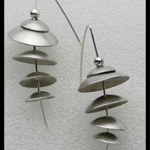 CHA CHA Handforged Domed Floating Pewter Discs & Sterling Earrings - Etsy