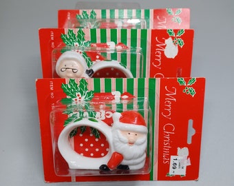 Set of 4 Christmas Napkin Rings Santa Mrs Claus