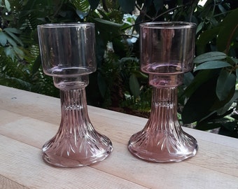 Vintage Plum Candlestick Holders Iridescent Set of 2 - Royal Hill Vintage - Westmoreland