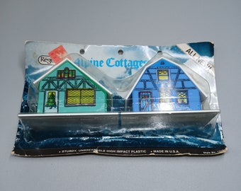 Vintage Christmas Ornaments, Plastic, Alpine Village, Light Covers, Cottage,