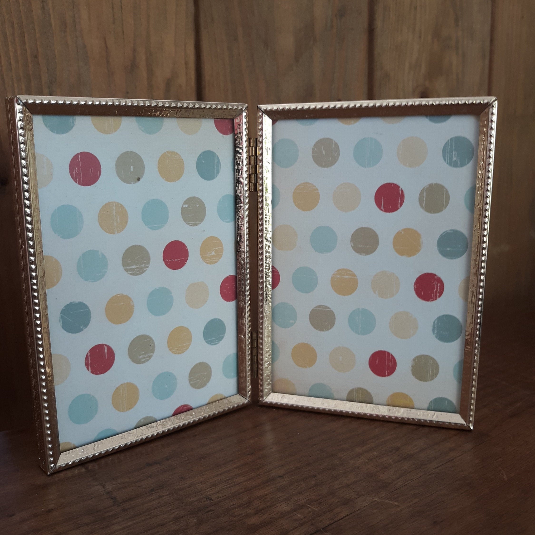 Vintage Bifold Gold Frame - Holds two 3 1/2 x 5 - Royalhillvintage