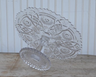 Large Clear Glass Cake Stand Made by Imperial Glass - Royal Hill Vintage