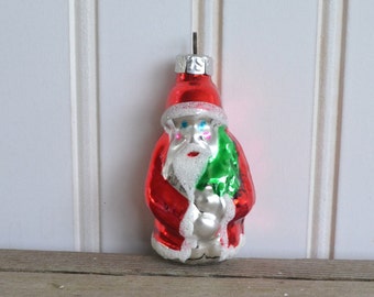 Vintage Mercury Ornament Santa, Red and Green,