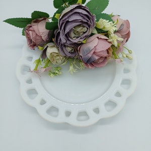Milk Glass Dessert Salad Plate Open Lace