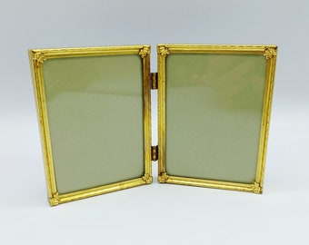 Gold Bifold Frame - Holds two 3"  x 4" - Royalhillvintage