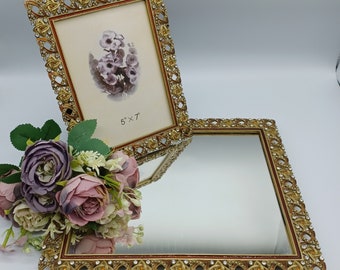 Matching Vanity Mirror and Frame - Rhinestones - 5 x 7