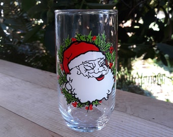 Merry Christmas Santa Glass