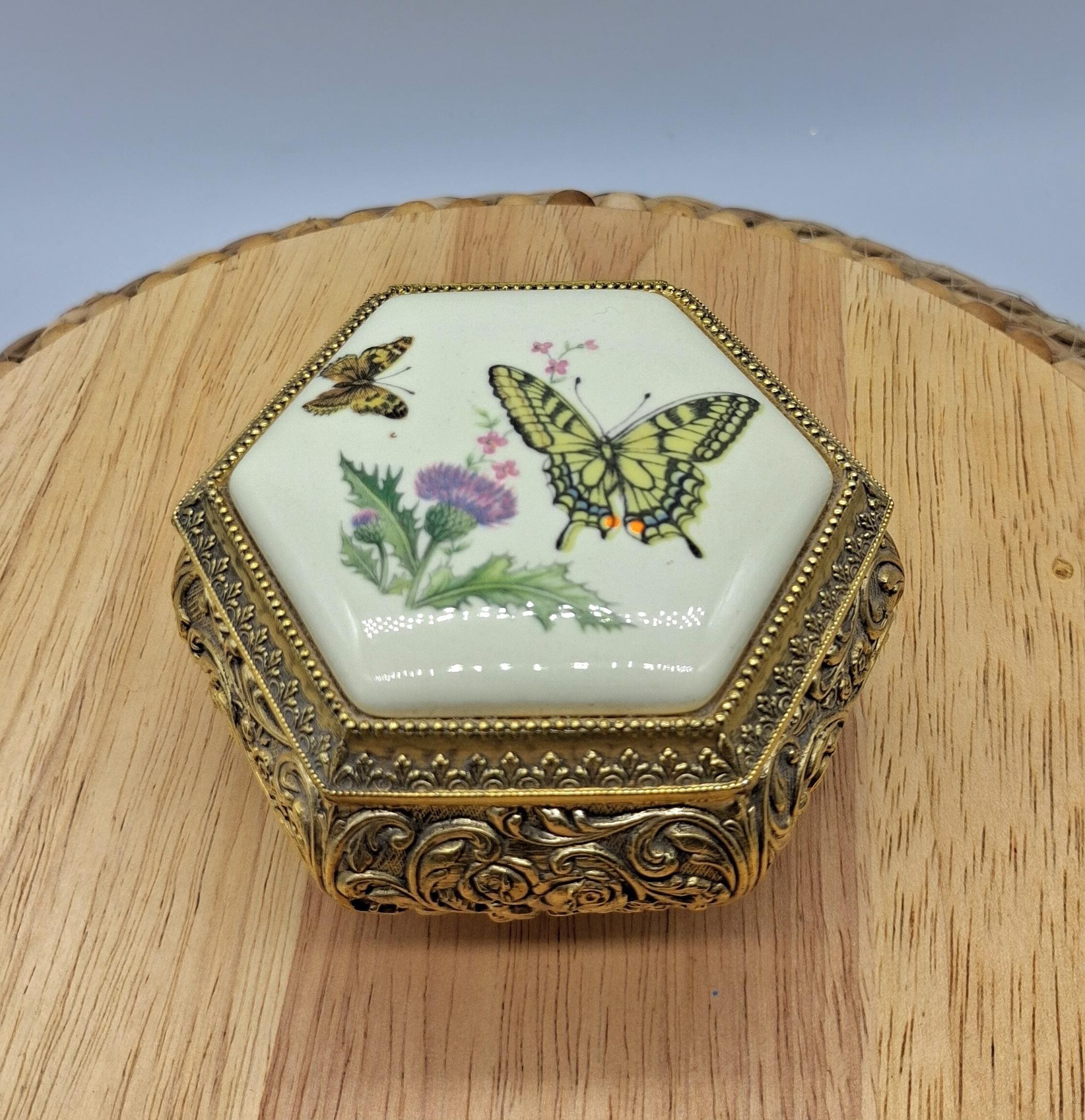 Vintage Trinket Box Butterfly - Etsy
