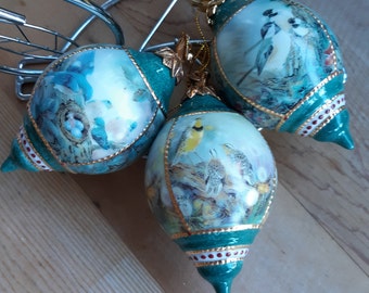 Set of Three Bird Christmas Ornaments - Bradford - Mothers Melody