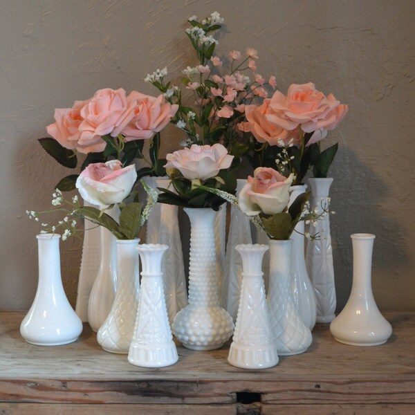 16 Milk Glass Bud Vase Set