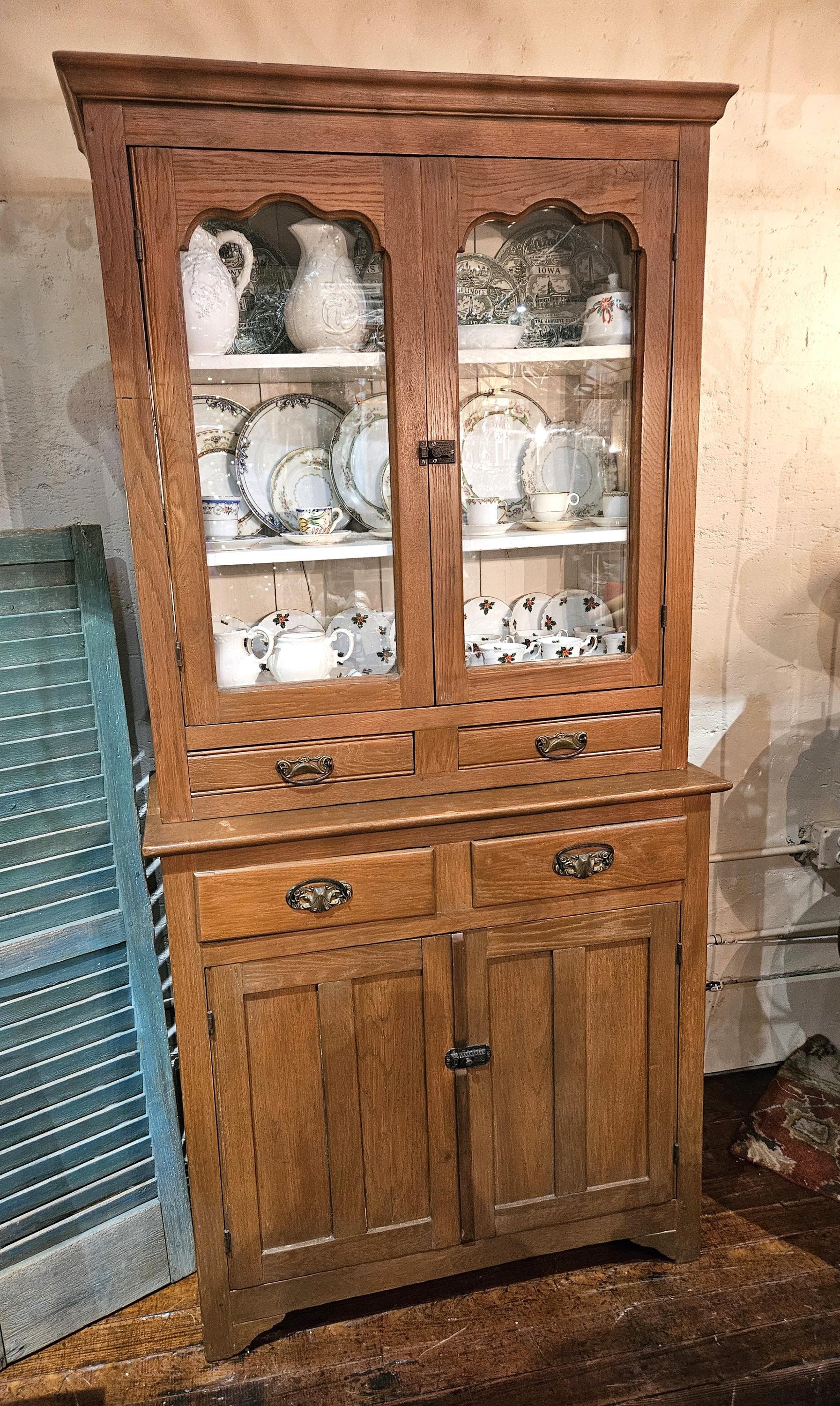 Antique Primitive Two Piece Hutch/cabinet -(FREE SHIPPING Within