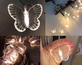 1 pack of 20 Led 3-meter butterfly string lights, suitable for room decoration, birthday celebrations, wedding parties, gifts, bedrooms