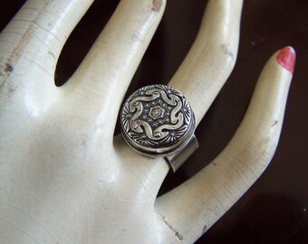 Repousee silver ring