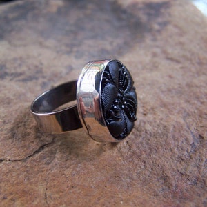 Antique german glass button ring size 6.5
