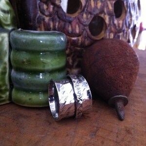 Organic silver Cigar Band spinner ring sz 5.5