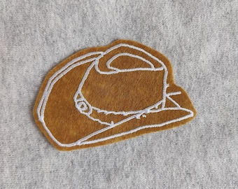Embroidered Cowboy Hat Felt Patch: Western Style Sew-On Applique