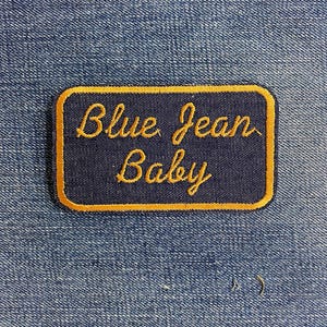 Niebieskie dżinsy, dżinsy, vintage, naszywka, bawełna z recyklingu vintage, Elton John, Tiny Dancer