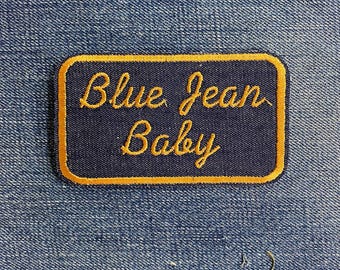 Blue Jean Baby Denim Vintage Sew OnPatch - Upcycled Vintage Cotton - Elton John - Tiny Dancer