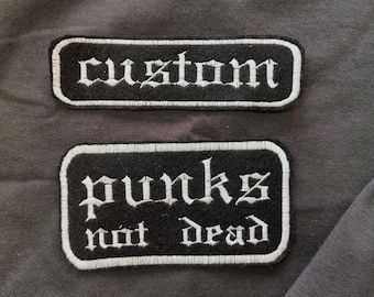 Custom Embroidered Patch: Punk Rock Biker Style Name Badge