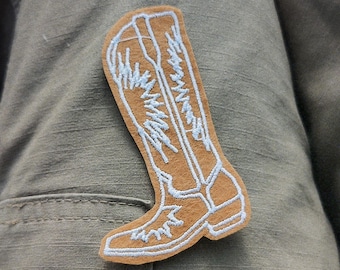 Handmade Cowboy Boot Felt Patch: Western Style Sew-On Applique