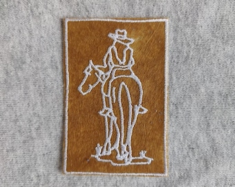 Embroidered Cowboy Patch - Sew on vintage western style badge - Boho cowboy western for denim, levis, wrangler, lee etc