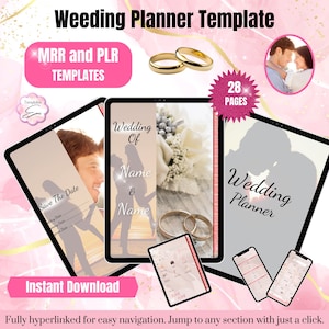 MRR & PLR Hochzeitsplaner | Master Weiterverkaufsrechte | Digitale Hochzeits-Planerseiten | Briefpapier | Canva Vorlagen All-in-One