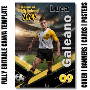 Soccer Poster & Banner Canva Template | Editable Digital Soccer Background For Sports Poster Backdrops, Memory Mates, High School Senior