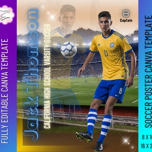 Soccer Poster & Banner Canva Template | Editable Digital Soccer Background For Sports Poster Backdrops, Memory Mates, High School Senior