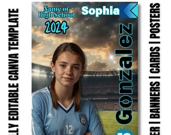Soccer Poster Canva Template | Senior Sports Banner (Digital Download)