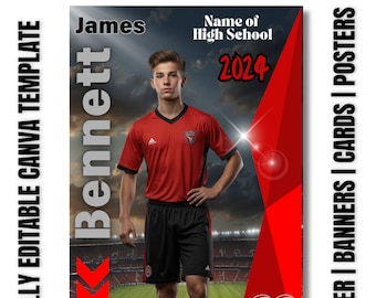 Editable Soccer Poster Template | High School Senior Banner (Digital PDF)