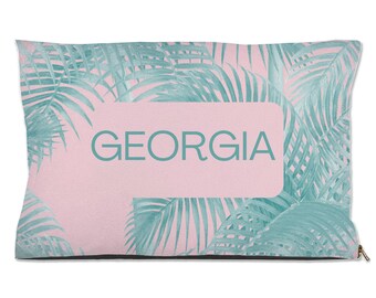 Roze palm hondenbedden, tropisch huisdierbed, kattenbed, palmstrandprint, Malibu Barbie, vloerkussen, woondecoratie, gepersonaliseerd huisdiercadeau, buiten