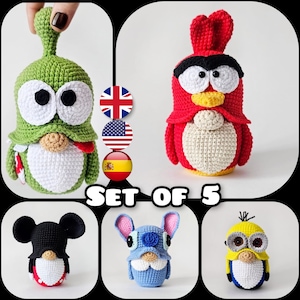 Set of 5 Amigurumi Crochet Patterns / Amigurumi Gnome
