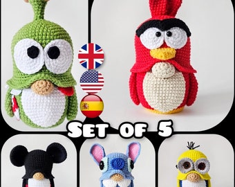 Set of 5 Amigurumi Crochet Patterns / Amigurumi Gnome
