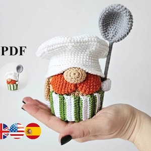 Schema uncinetto amigurumi Gnomo cuoco. Gnomo amigurumi. Gnomo all&#39;uncinetto. Gnomo all&#39;uncinetto.