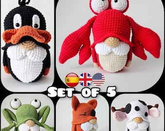 Set of 5 Amigurumi Crochet Patterns / Amigurumi Gnome