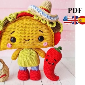 Amigurumi crochet pattern Taco. Taco amigurumi. Crochet Taco. Taco crocheting.