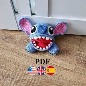 Amigurumi crochet pattern Blue Alien-door stopper. Rat amigurumi. Crochet Rat. 27 cm
