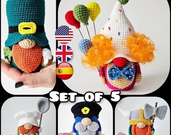 Set of 5 Amigurumi Crochet Patterns / Amigurumi Gnome