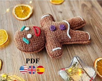 Amigurumi Häkelanleitung Lebkuchenmann 23 cm Kekse Neujahr Weihnachten. Kekse Amigurumi. Gehäkelte Kekse.