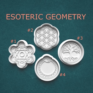 Esoteric Geometry Cookie Cutter Set – Metatron, Flower, Ouroboros & Tree –Cutters for Cookies, Pottery, Clay Crafts, Party Favors, and more!
