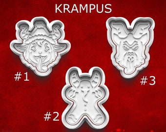 Krampus Cookie Cutters ~ Creepy Christmas ~ Folklore ~ Scary Krampus ~ Polymer Clay Cutters ~ Krampus Gingerbread Man ~ Cute Krampus
